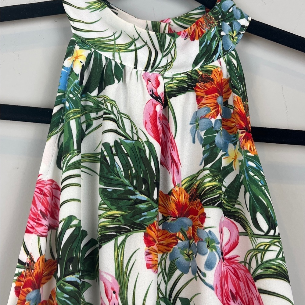 Rachel Zoe Tropical Print Flamingos Halter Tank Shirt Size Small - Picture 4 of 9